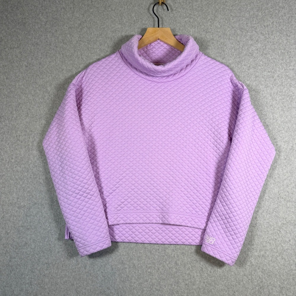 New Balance Quilted Funnel Neck Pullover Women Size M Lavender Purple Sporty